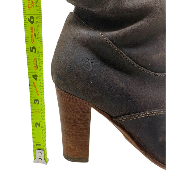 Frye Villager Lace Up Heeled Boots Women's Sz 6.5 Knee High Oiled Brown Leather - Picture 12 of 12